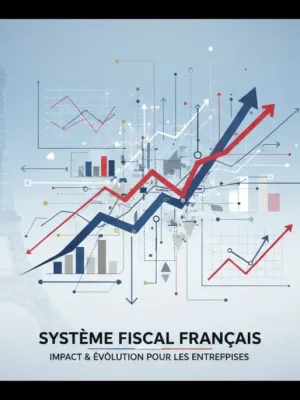 Graphique abstrait représentant l'impact des nouvelles réglementations fiscales 2026 sur les entreprises françaises, avec des flèches et des icônes financières.