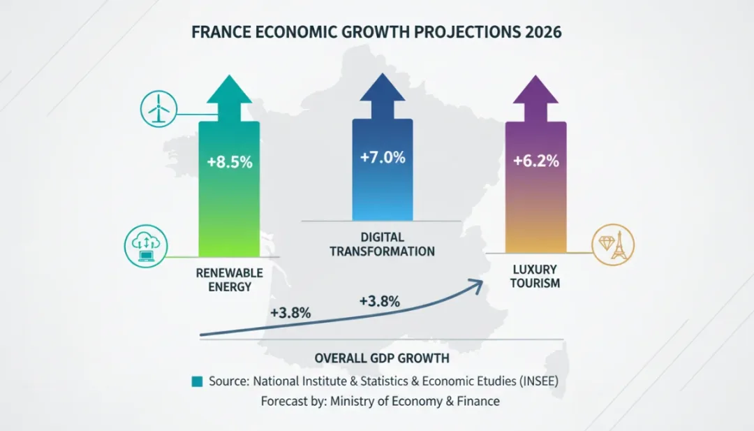 Infographie des tendances de croissance sectorielle en France 2026