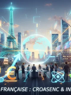 Graphiques de croissance économique et symboles d'innovation en France pour 2026