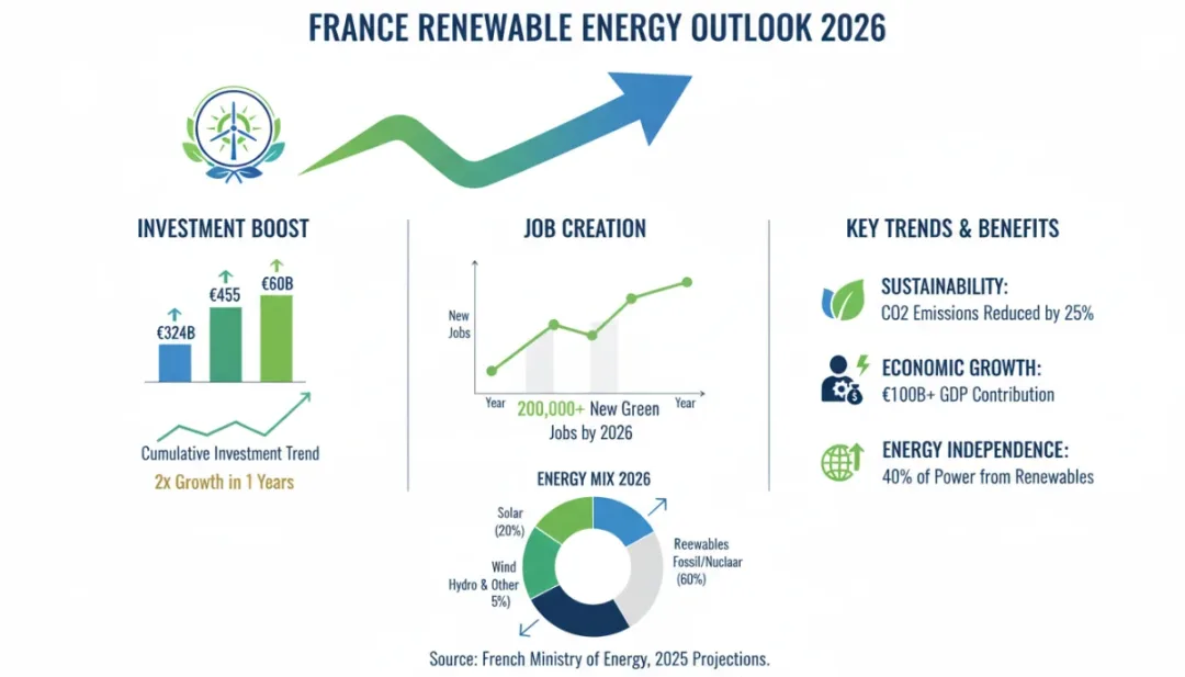 Infographie sur la croissance du secteur des énergies renouvelables en France 2026