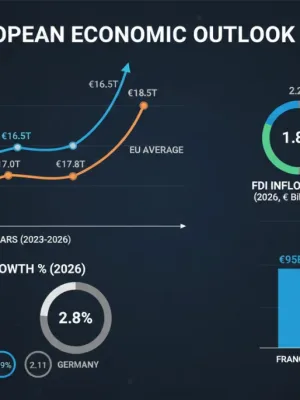 Graphique comparatif de la performance économique de la France et de l'Europe en 2026