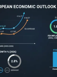 Graphique comparatif de la performance économique de la France et de l'Europe en 2026