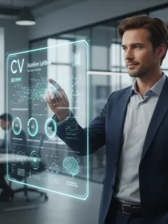 Professionnel français consultant un CV numérique innovant en 2026.