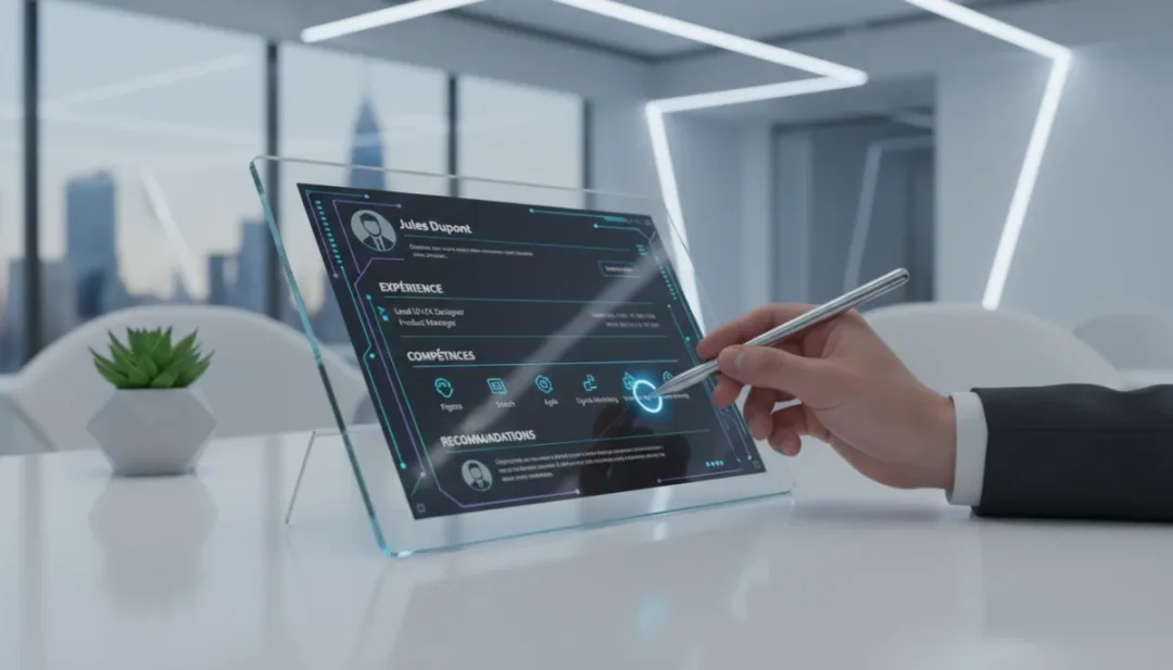 Détail de l'édition d'un profil LinkedIn sur tablette