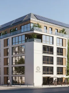 Immeuble moderne et éco-responsable en France, illustrant les nouvelles normes de logement 2026.