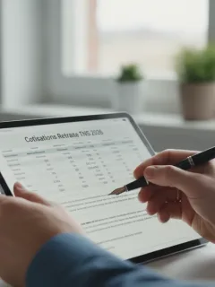 Homme consultant des documents sur les cotisations retraite TNS 2026 sur une tablette