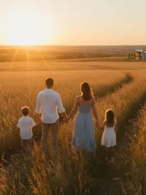 Famille unie et sereine, symbole de protection future en prévoyance individuelle 2026.