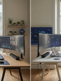 Illustration des nouvelles réglementations sur le télétravail en France en 2026, montrant un homme et une femme travaillant à distance avec des sourires, symbolisant l'adaptation et la productivité.