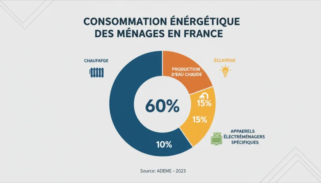 Infographie détaillée de la consommation énergétique domestique en France