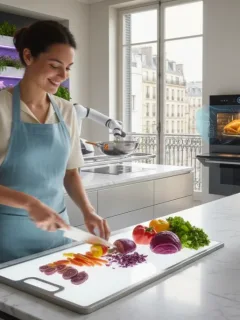 Cuisine moderne et saine en France en 2026 avec des ingrédients frais et des repas rapides.