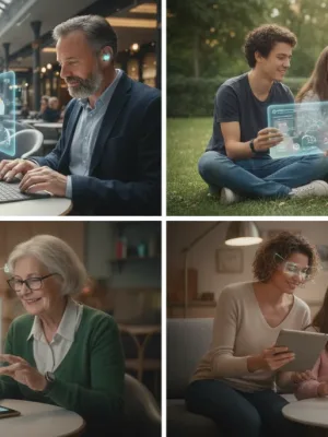 Français utilisant des réseaux sociaux en 2026, montrant une interaction équilibrée avec leurs appareils numériques.