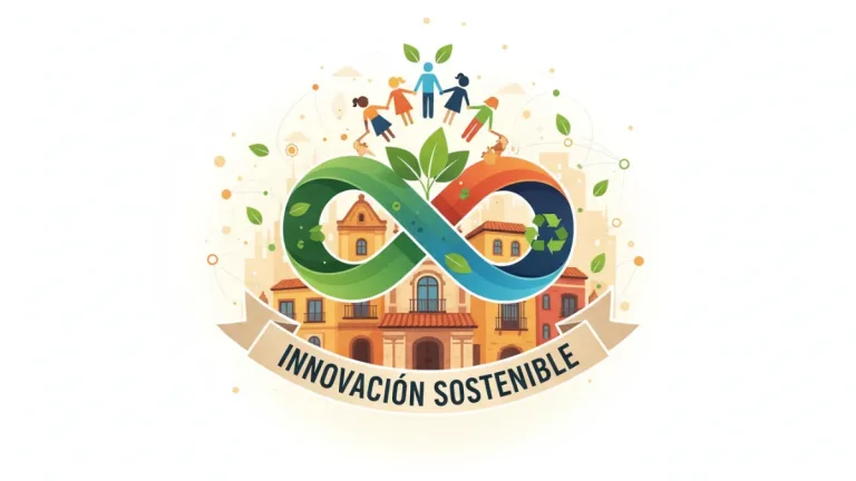 Gráfico que representa la sostenibilidad, la responsabilidad social y la marca empresarial en España, con elementos de crecimiento y conciencia ecológica.