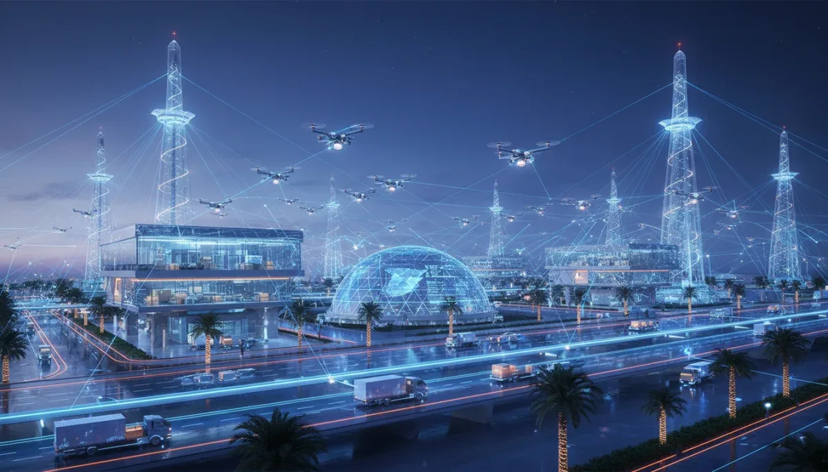 Hub logístico futurista en España con tecnología 5G
