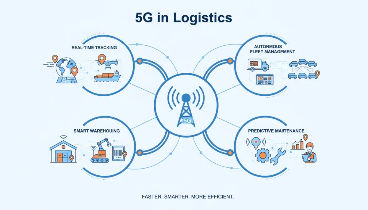 Infografía de aplicaciones 5G en logística