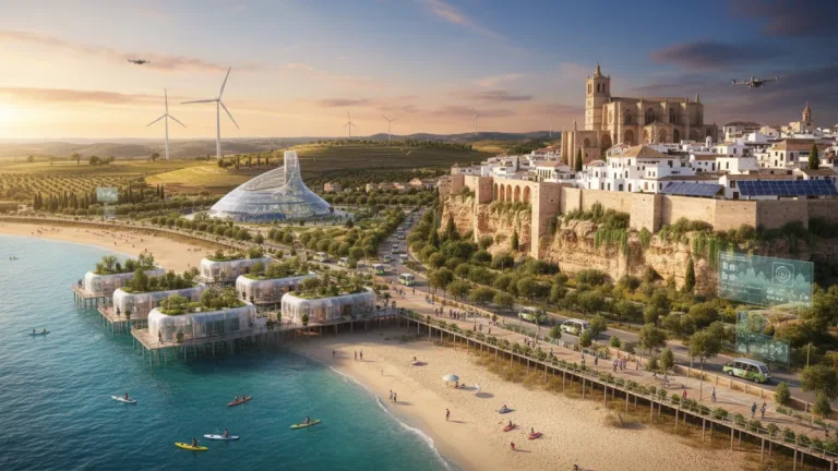 Paisaje diverso de España combinando tradición y modernidad turística