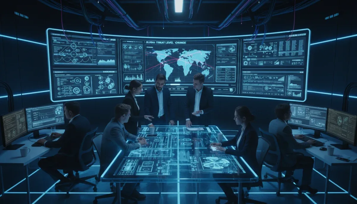 Equipo de expertos en ciberseguridad monitoreando amenazas