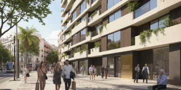 Fachada moderna de un edificio de apartamentos en una ciudad española, simbolizando el impacto de la Ley de Vivienda 2026 en el mercado de alquiler.