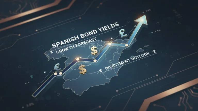 Gráfico financiero mostrando el crecimiento de la deuda pública española y un rendimiento potencial del 3,5% en 2026.