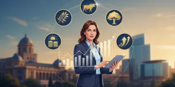 Mujer empresaria analizando gráficos financieros, representando la gestión de riesgos en PYMES españolas.