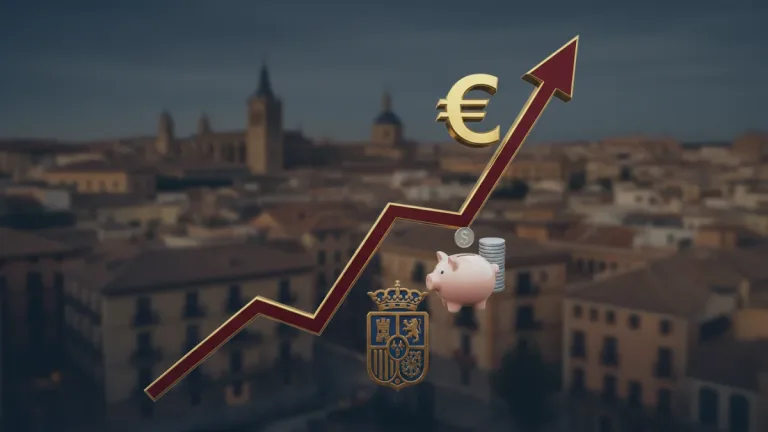 Gráfico de inflación en España con símbolos de protección financiera