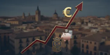 Gráfico de inflación en España con símbolos de protección financiera