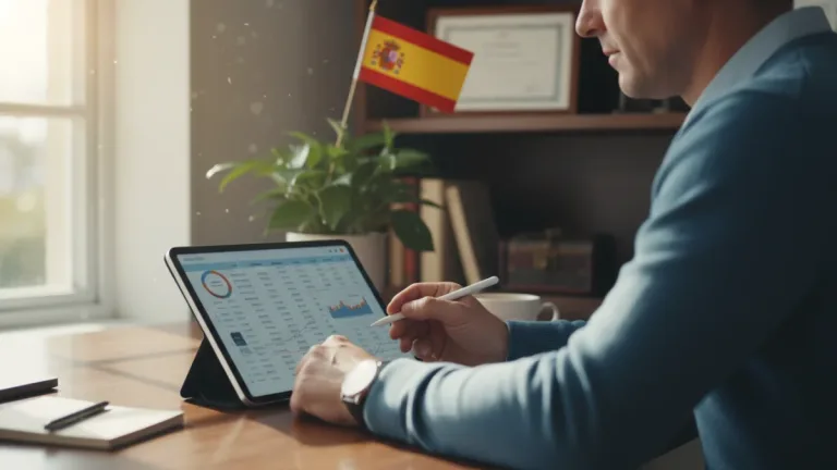 Mujer analizando documentos financieros en España para un préstamo personal