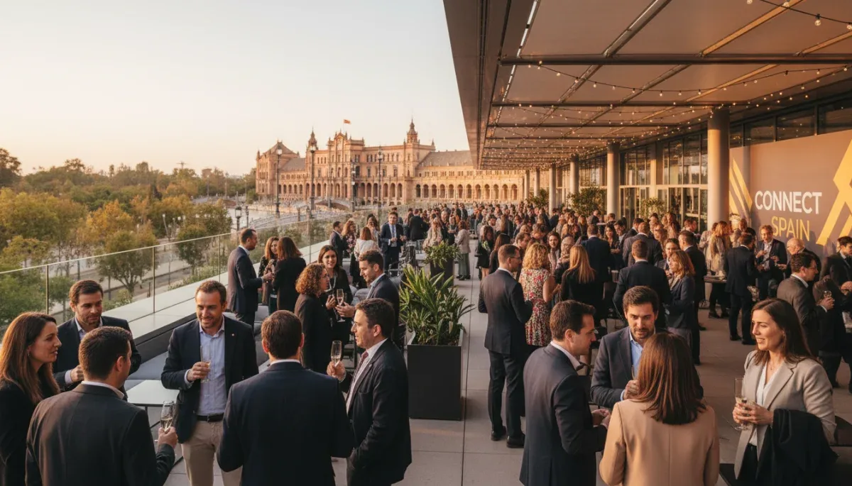Profesionales haciendo networking en un evento en España