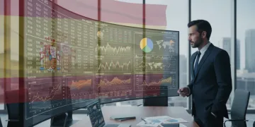 Ejecutivo español analizando gráficos de divisas para minimizar el riesgo cambiario de su empresa en 2026.