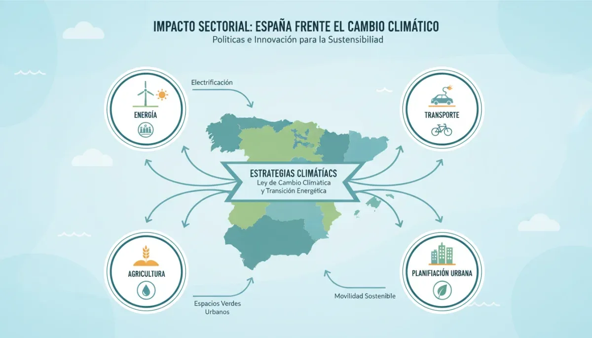 Infografía detallada de los sectores afectados por las estrategias climáticas de España