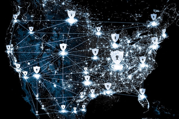 A graphic illustrating the fragmented landscape of US state data privacy laws. It shows different states highlighted in different colors, each with a brief label indicating its specific data privacy legislation (e.g., CCPA, CPRA, VCDPA).