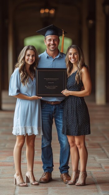 A student happily receiving a scholarship certificate at an awards ceremony. Other students and family members are visible in the background, applauding the achievement, capturing a moment of pride and recognition.
