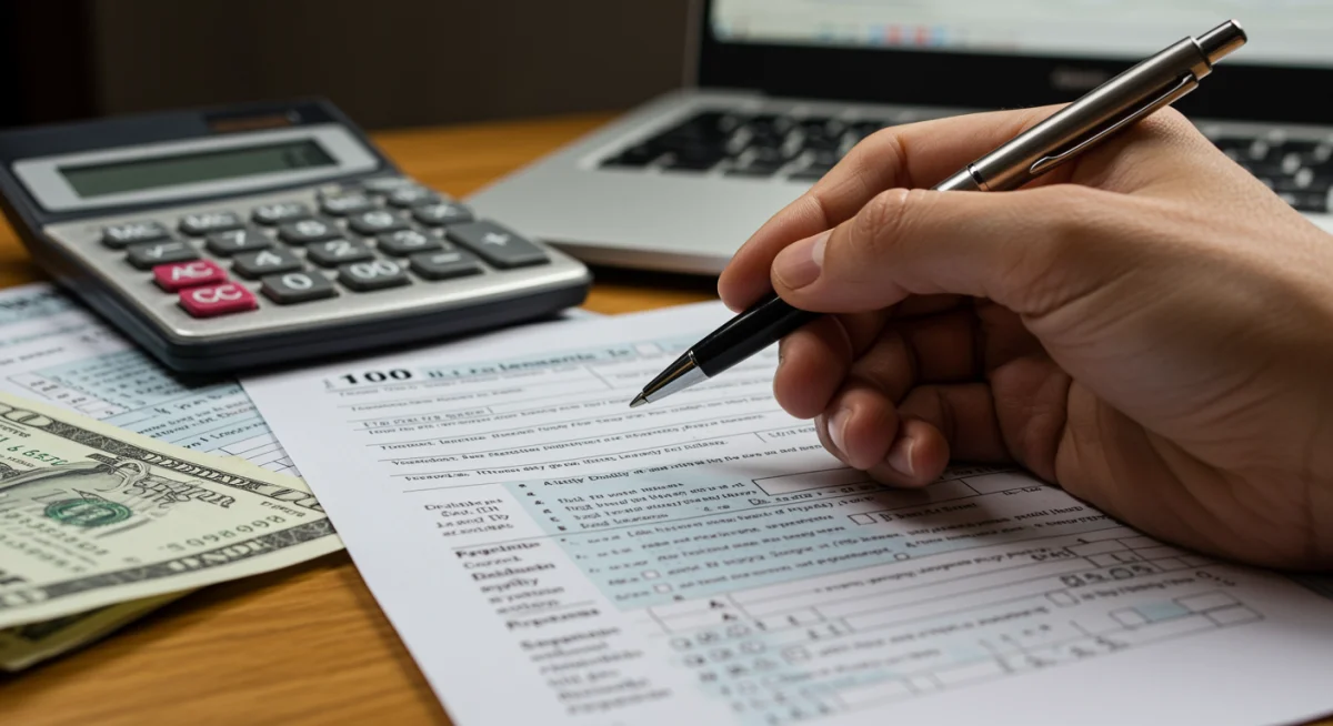 Person calculating Child Tax Credit benefits on a tax form