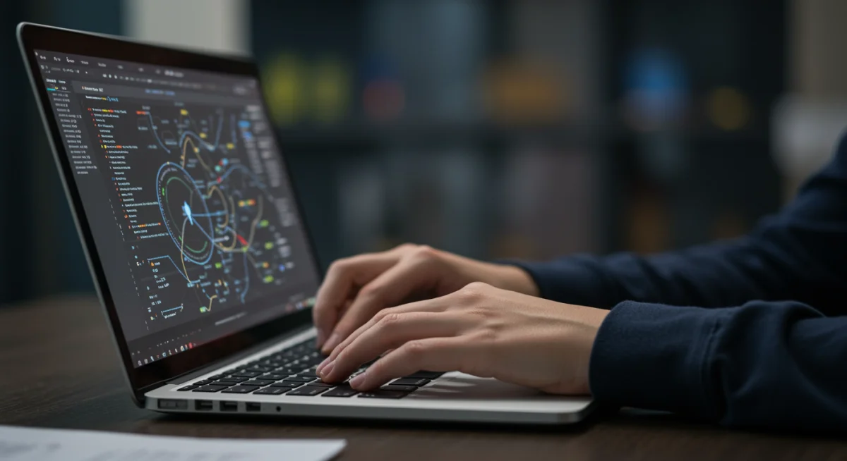 Student hands typing on laptop, learning practical cybersecurity skills.