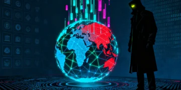 Global digital network with threat indicators affecting US economy