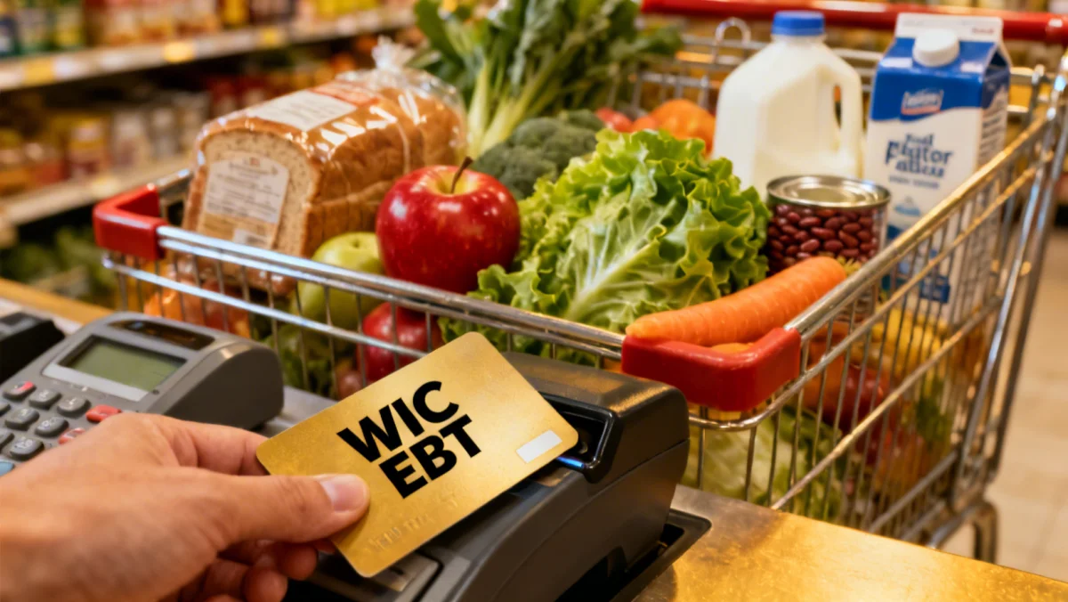 WIC EBT card transaction for healthy groceries