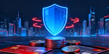 Digital shield protecting financial assets from cyber threats in 2026