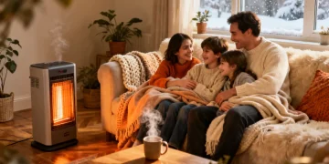 Family staying warm at home with LIHEAP assistance