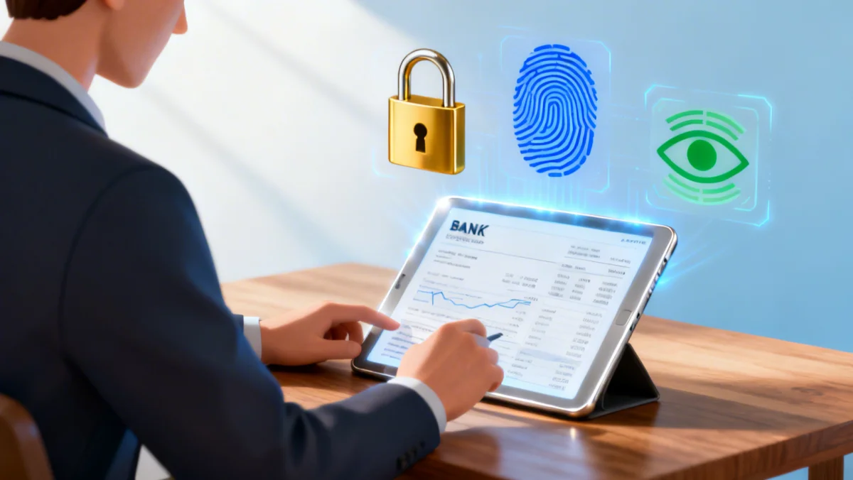 Individual checking secure financial statements on a tablet
