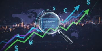 Financial data analysis with charts and bond certificate, symbolizing 2026 bond market opportunities.