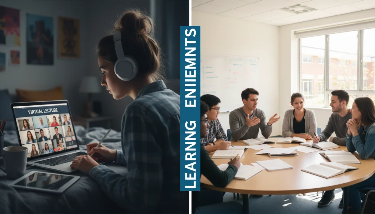 Contrasting online and in-person student engagement in 2026.