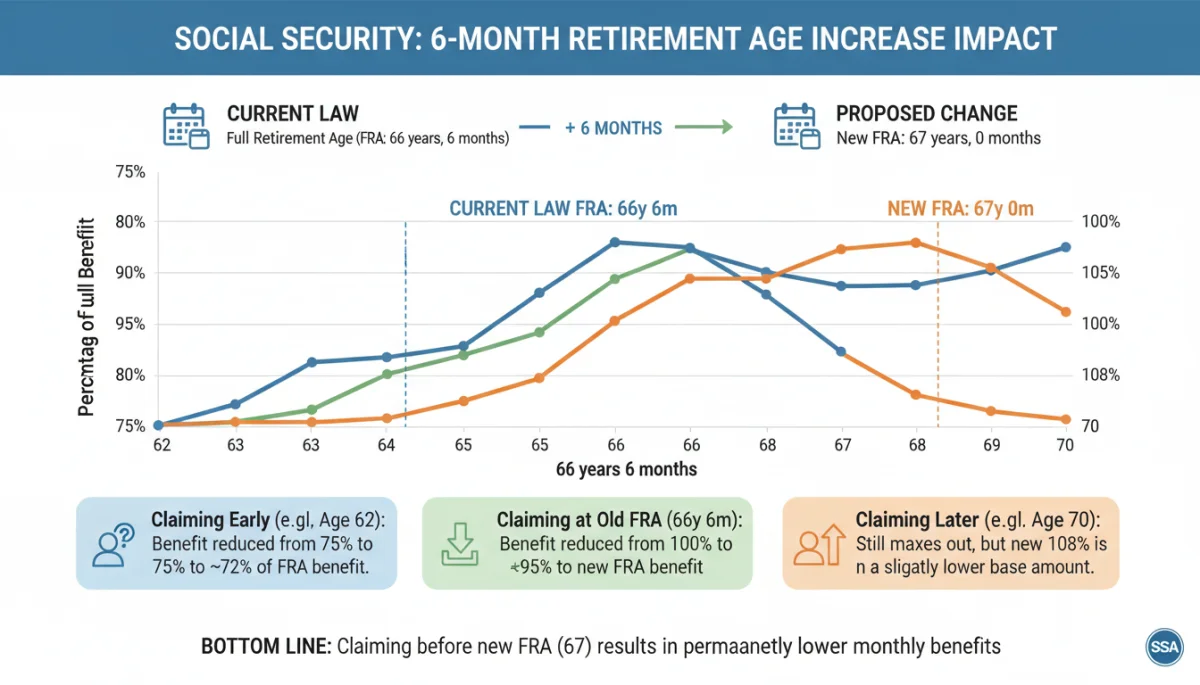 Infographic showing impact of retirement age increase on Social Security benefits